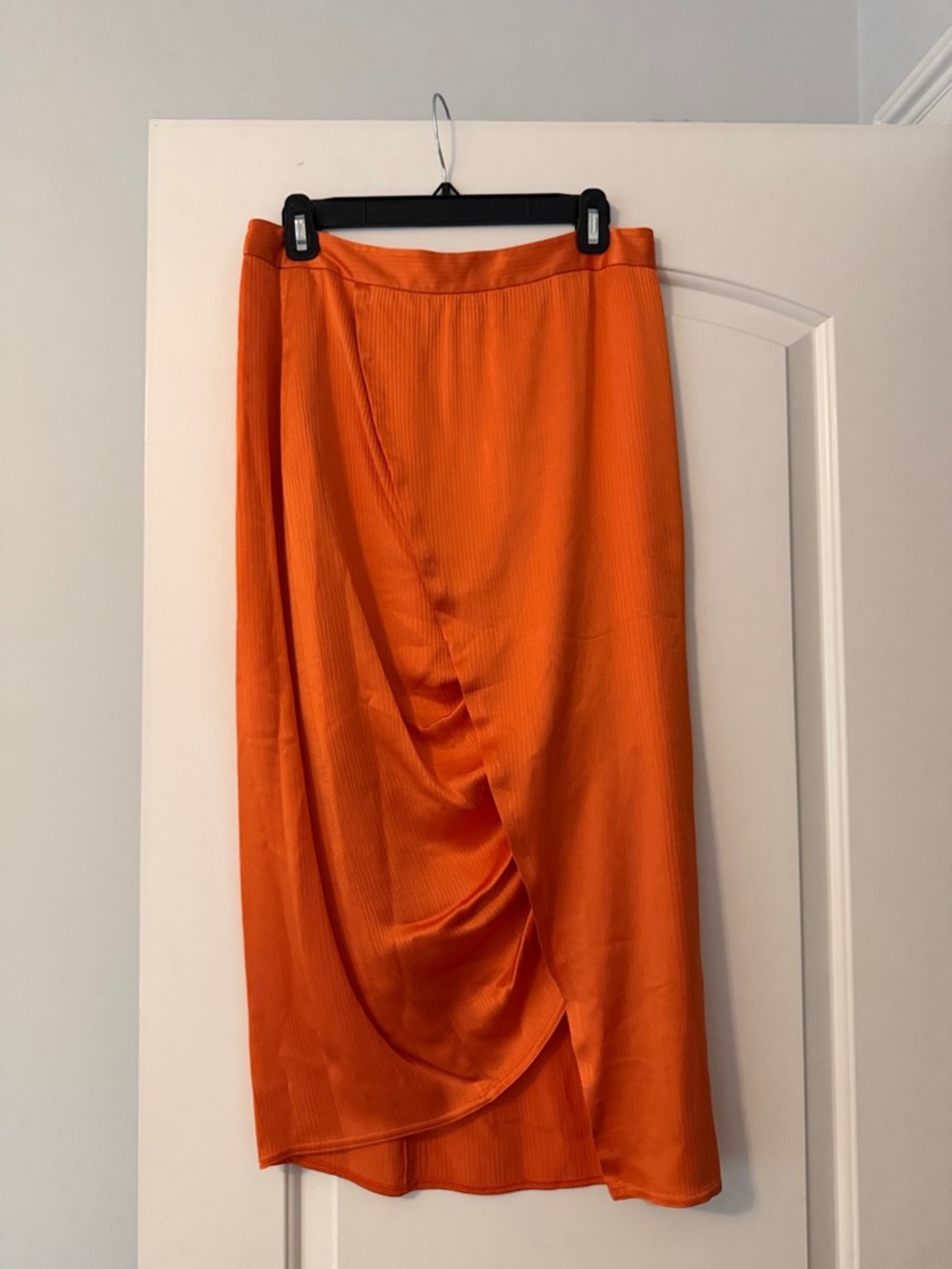 Sies Marjan Orange Draped Midi Skirt with Wrap Detail